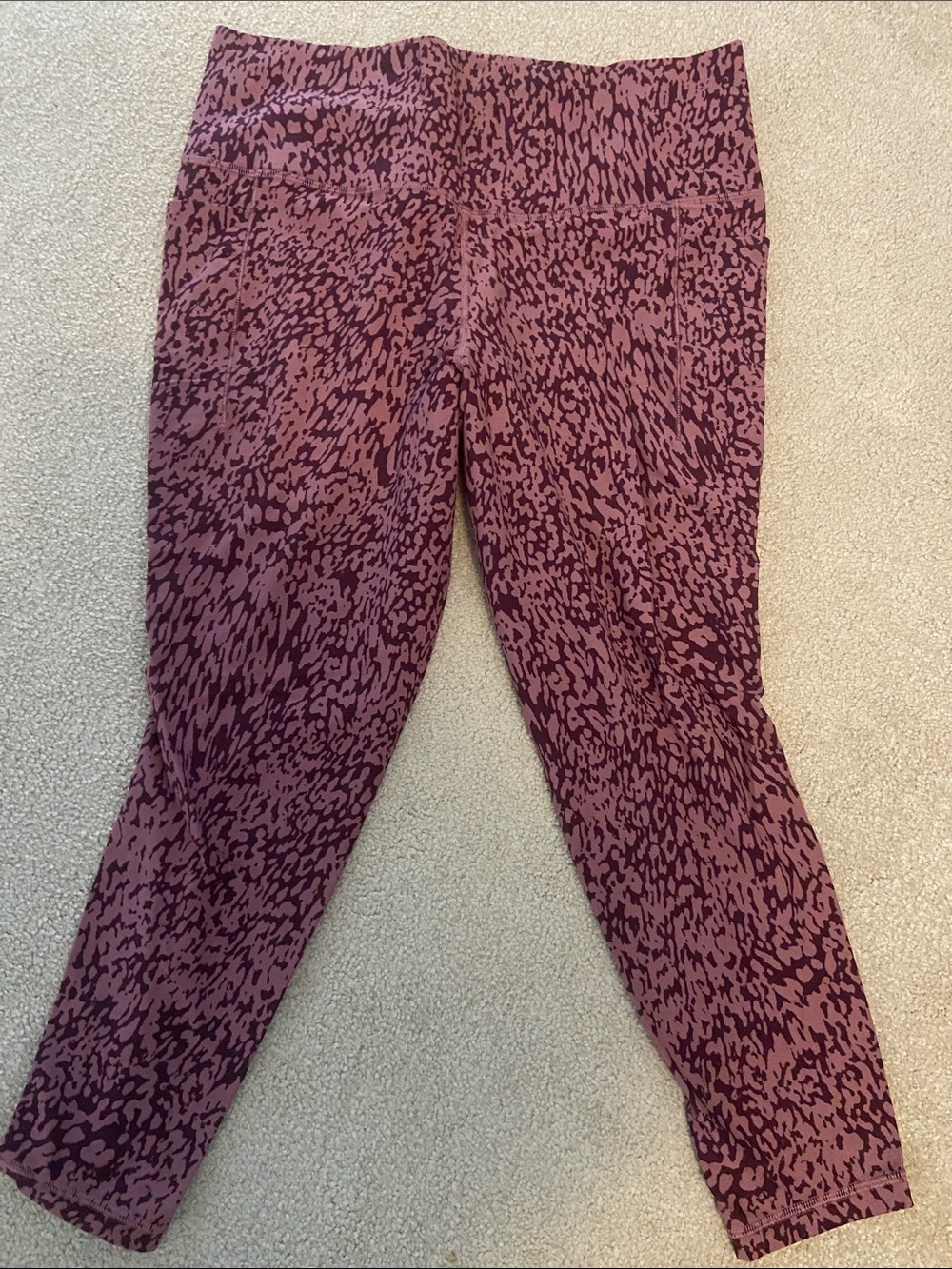 Athleta Mauve Pink and Plum Abstract Spot Leggings